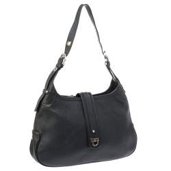 Pre Owned Salvatore Ferragamo Black Leather Hobo