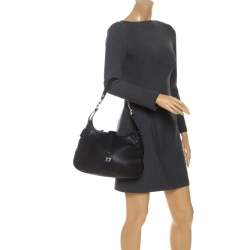 Pre Owned Salvatore Ferragamo Black Leather Hobo
