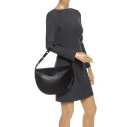 Pre Owned Salvatore Ferragamo Black Leather Gancini Hobo