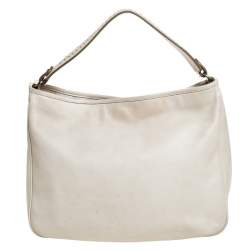 Pre Owned Salvatore Ferragamo Off-White Leather Hobo