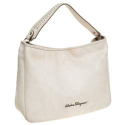 Pre Owned Salvatore Ferragamo Off-White Leather Hobo