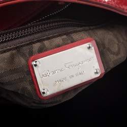 Pre Owned Salvatore Ferragamo Red Patent Leather Marisa Satchel