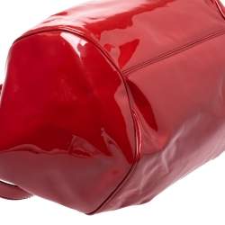 Pre Owned Salvatore Ferragamo Red Patent Leather Marisa Satchel