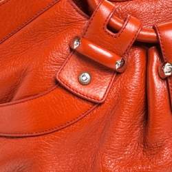 Pre Owned Salvatore Ferragamo Orange Leather Gancini Lucchetto Hobo