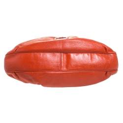 Pre Owned Salvatore Ferragamo Orange Leather Gancini Lucchetto Hobo