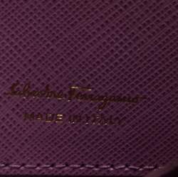 Pre Owned Salvatore Ferragamo Pink Leather Double Gancio Zip-Around Wallet on Chain 
