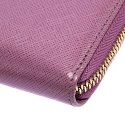 Pre Owned Salvatore Ferragamo Pink Leather Double Gancio Zip-Around Wallet on Chain 