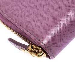 Pre Owned Salvatore Ferragamo Pink Leather Double Gancio Zip-Around Wallet on Chain 