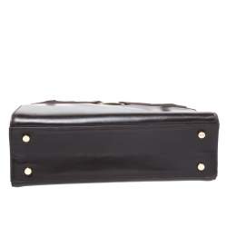 Pre Owned حقيبة يد سالفاتوري فيراغامو قلاب جلد بني داكن