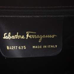 Pre Owned حقيبة يد سالفاتوري فيراغامو قلاب جلد بني داكن