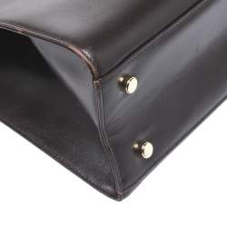 Pre Owned حقيبة يد سالفاتوري فيراغامو قلاب جلد بني داكن