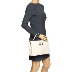 Pre Owned حقيبة يد علوية سالفاتوري فيرغامو Gancini  جلد كريمي