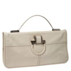 Pre Owned حقيبة يد علوية سالفاتوري فيرغامو Gancini  جلد كريمي