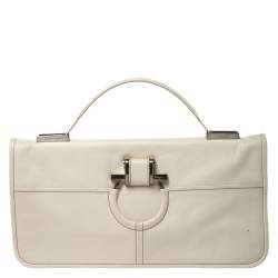 Pre Owned حقيبة يد علوية سالفاتوري فيرغامو Gancini  جلد كريمي