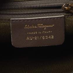 Pre Owned حقيبة كتف سالفاتوري فيراغامو كانفاس بيج غانسيني مطبوع وجلد