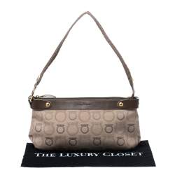 Pre Owned حقيبة كتف سالفاتوري فيراغامو كانفاس بيج غانسيني مطبوع وجلد