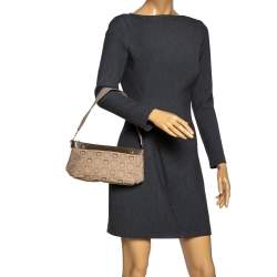 Pre Owned حقيبة كتف سالفاتوري فيراغامو كانفاس بيج غانسيني مطبوع وجلد