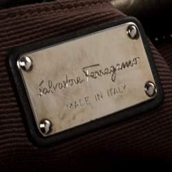 Pre Owned Salvatore Ferragamo Metallic Brown Gancini Embossed Leather Boston Bag