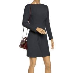 Pre Owned Salvatore Ferragamo Red Python Mini Sopia Frame Bag