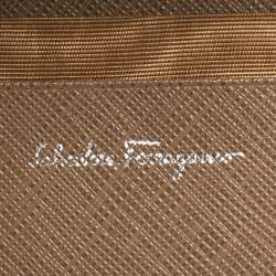 Salvatore Ferragamo Beige Leather Gancini Clip Compact Wallet