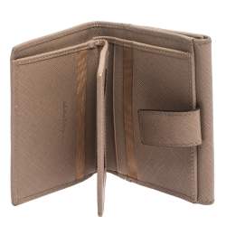 Salvatore Ferragamo Beige Leather Gancini Clip Compact Wallet
