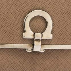 Salvatore Ferragamo Beige Leather Gancini Clip Compact Wallet