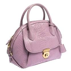Pre Owned Salvatore Ferragamo Lilac Python Medium Fiamma Satchel