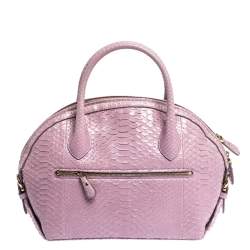 Pre Owned Salvatore Ferragamo Lilac Python Medium Fiamma Satchel