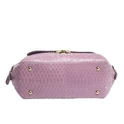 Pre Owned Salvatore Ferragamo Lilac Python Medium Fiamma Satchel