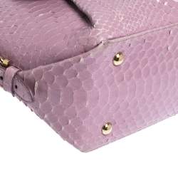 Pre Owned Salvatore Ferragamo Lilac Python Medium Fiamma Satchel