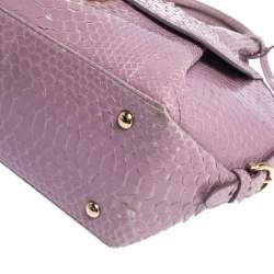 Pre Owned Salvatore Ferragamo Lilac Python Medium Fiamma Satchel