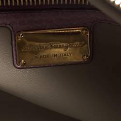 Pre Owned Salvatore Ferragamo Lilac Python Medium Fiamma Satchel
