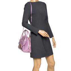 Pre Owned Salvatore Ferragamo Lilac Python Medium Fiamma Satchel