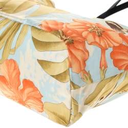Pre Owned حقيبة سالفاتوري فيراغامو ساتان بطباعة زهور متعددة الألوان وجلد