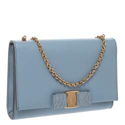 Pre Owned حقيبة كروس سالفاتوري فيراغامو جيني جلد أزرق فاتح