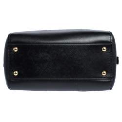 Pre Owned Salvatore Ferragamo Black Leather Gancini Boston Bag