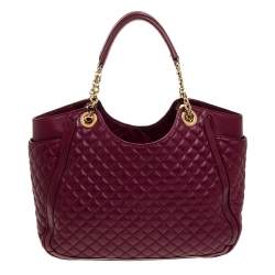 Pre Owned Salvatore Ferragamo Burgundy Leather Betulla Chain Tote 