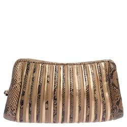 مملوكة مسبقًا Salvatore Ferragamo Multicolor Python and Leather Clutch