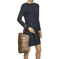 مملوكة مسبقًا Salvatore Ferragamo Multicolor Python and Leather Clutch