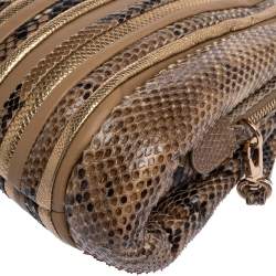 مملوكة مسبقًا Salvatore Ferragamo Multicolor Python and Leather Clutch