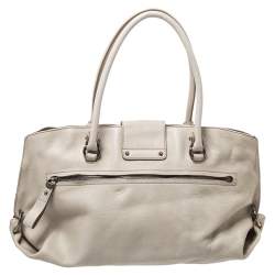 Pre Owned Salvatore Ferragamo Ivory Embroidered Leather Sofia Satchel