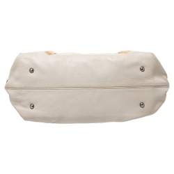 Pre Owned Salvatore Ferragamo Ivory Embroidered Leather Sofia Satchel