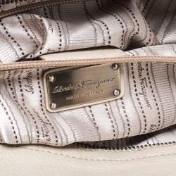 Pre Owned Salvatore Ferragamo Ivory Embroidered Leather Sofia Satchel