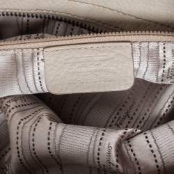 Pre Owned Salvatore Ferragamo Ivory Embroidered Leather Sofia Satchel