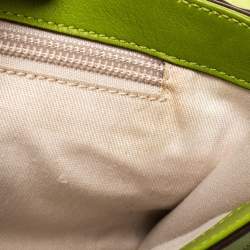 Pre Owned Salvatore Ferragamo Green Leather Gancini Flap Shoulder Bag