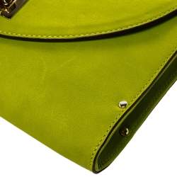 Pre Owned Salvatore Ferragamo Green Leather Gancini Flap Shoulder Bag