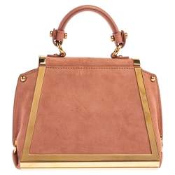 Pre Owned Salvatore Ferragamo Pink Suede and Metal Mini Sofia Top Handle Bag