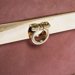 Pre Owned Salvatore Ferragamo Pink Suede and Metal Mini Sofia Top Handle Bag