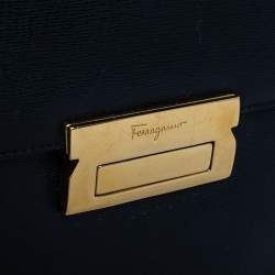 Pre Owned Salvatore Ferragamo Black Leather Top Handle Bag