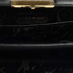 Pre Owned Salvatore Ferragamo Black Leather Top Handle Bag